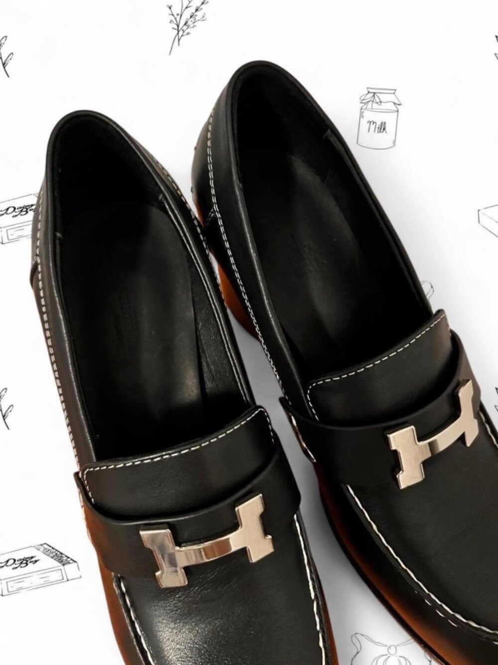 Hermès Dauphine 70 loafer in black leather Pumps SZ 37 - Picture 3 of 8